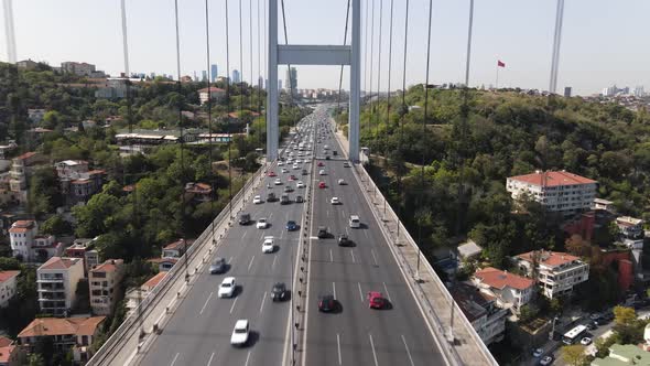 Drone Shot Istanbul Bridge