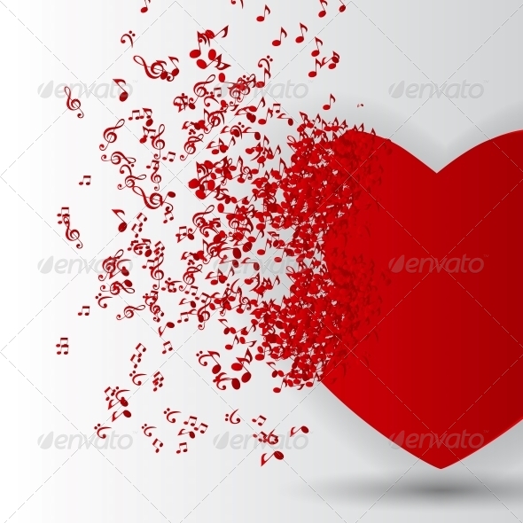 Happy Valentines Day Card with Heart and Music
