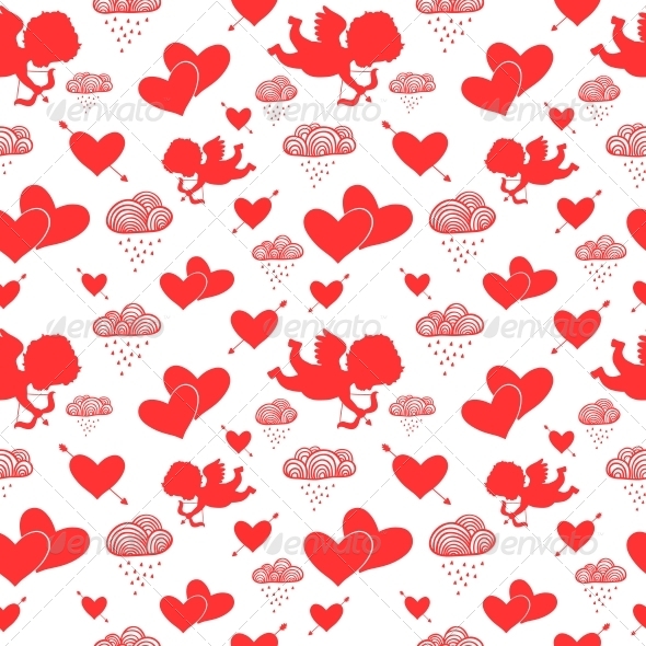 Valentine Cupids Seamless Pattern