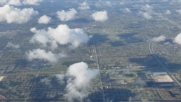 Aerial View Of Miami coast From An Airplane