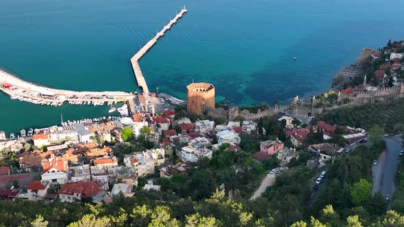 Alanya Castle Alanya Kalesi Aerial View 4K