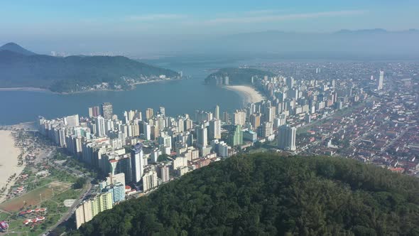 Stunning landscape of coast city of Sao Vicente state of Sao Paulo Brazil. Popular beach.