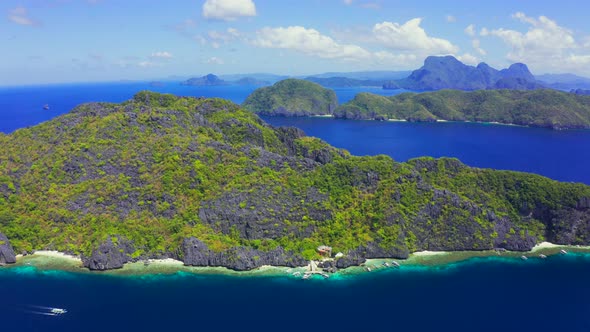 Scenic View of the Bay Surrounding Matinloc Island at Palawan, Philippines