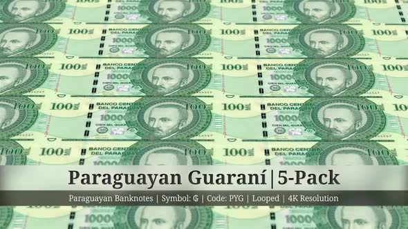 Paraguayan Guaran | Paraguay Currency - 5 Pack | 4K Resolution | Looped