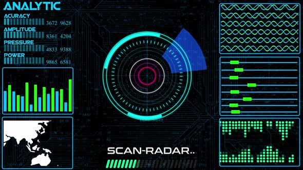 Technology radar HUD motion background. Vd 05