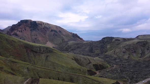 Iceland. Majestic aerial flight through the epic landscape of Iceland River.  Amazing nature.