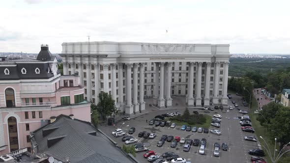 Ministry of Foreign Affairs of Ukraine. Aerial View. Slow Motion