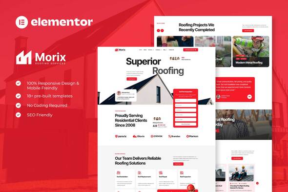 Morix - Roofing Services Elementor Pro Template Kit