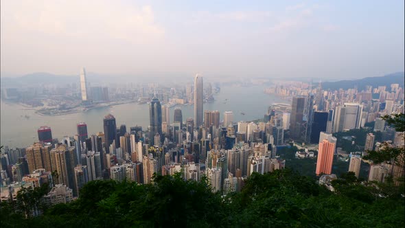 Beautiful building and architecture around Hong kong city skyline