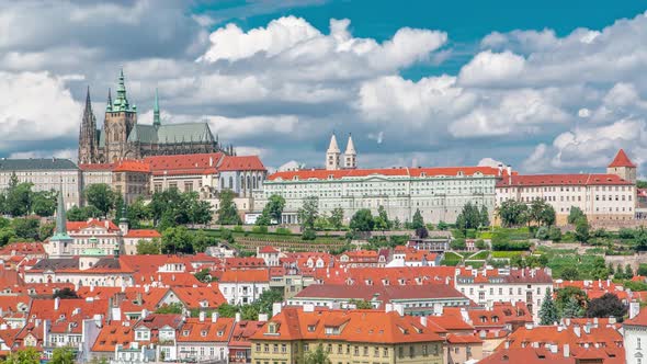 View on Prague Castle From Charles Bridge Tower Timelapse