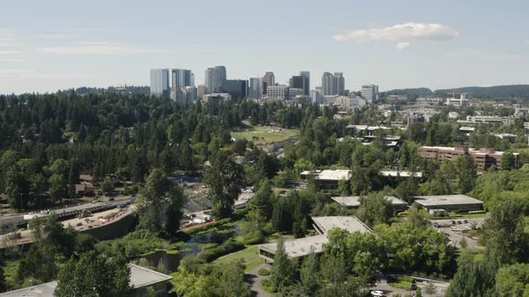 Bellevue Washington Rise Up Aerial Flight City Urban Downtown View