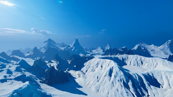 Mouth of an old volcano and mountain range