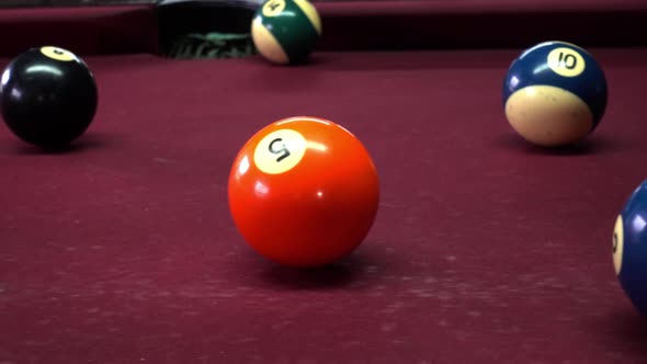 Billiard balls with numbers on a pool table