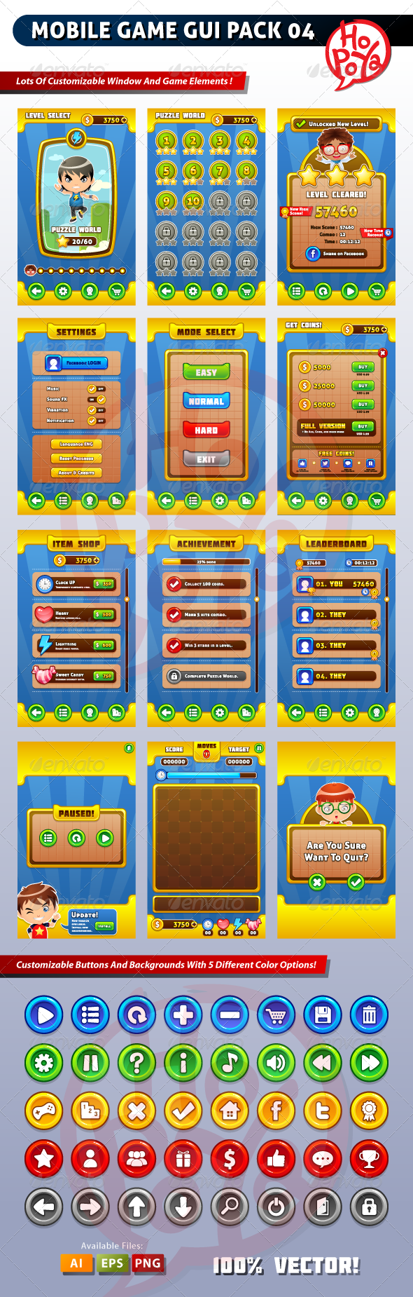 Mobile Game Tutorial Panel Mobile Game Assets | GraphicRiver