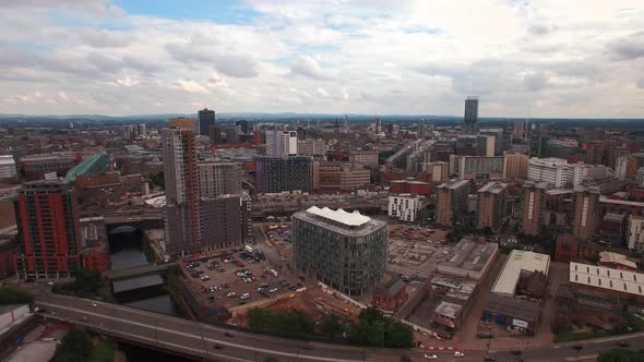 4K Aerial Manchester City Landscape Aerial (Pro Res)