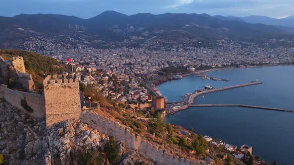 Alanya Castle - Alanya Kalesi Aerial View. Turkey