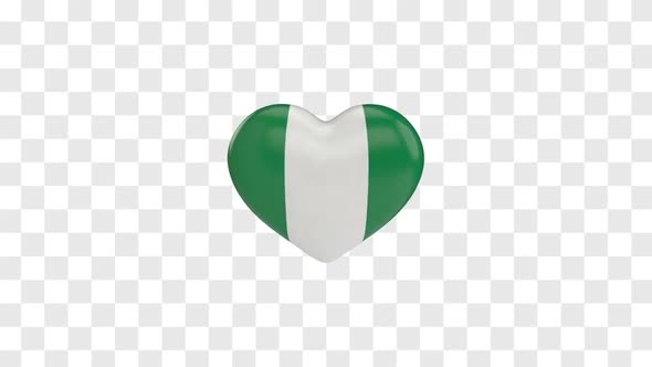 Nigeria Flag on a Rotating 3D Heart