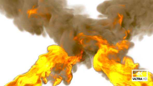 Huge Blaze Fire Flames Stream With Dust Super Slow Motion