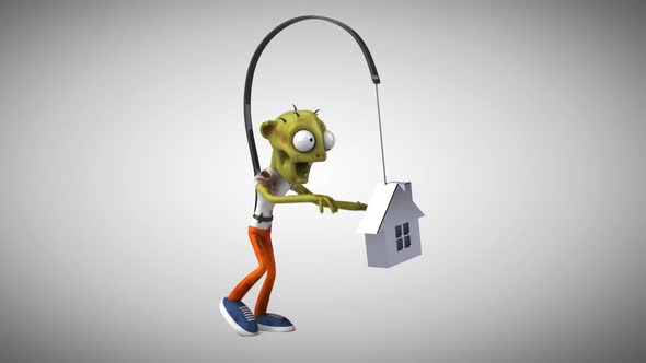 Fun 3D cartoon Zombie and the real estate market