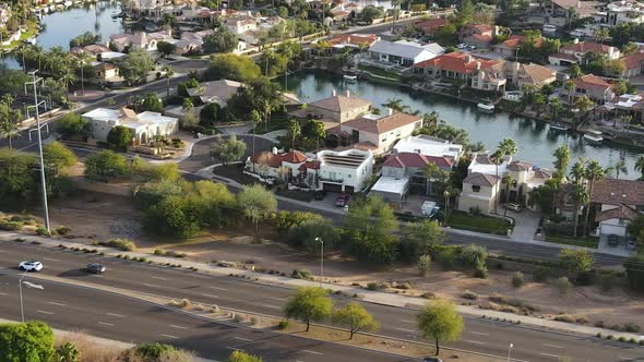 Aerial Establishing View of City Landscape of Flagstaff, Arizona