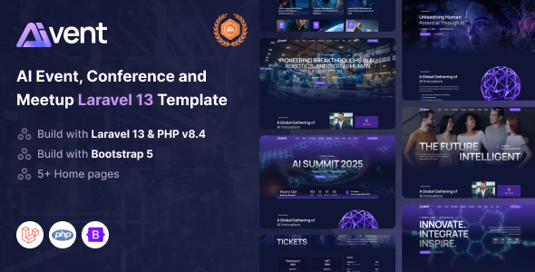Aivent - AI Event, Conference and Meetup Laravel 13 Template