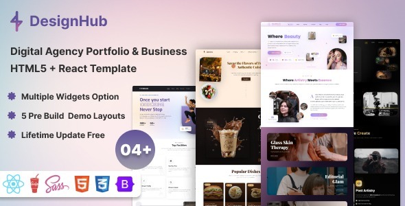 Designhub - Digital Agency Portfolio & Business HTML5, React Template