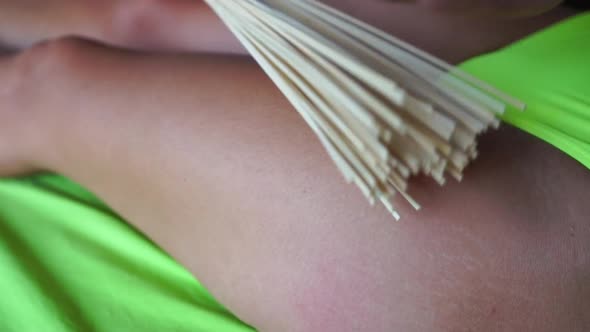 Spa Treatments Anticellulite Massage with Bamboo Brooms