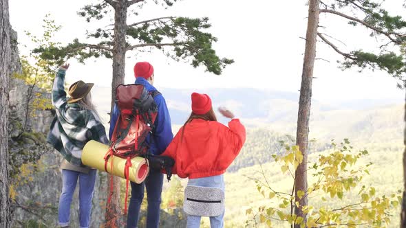 Active Young People Have Fun on Fresh Air in Forest