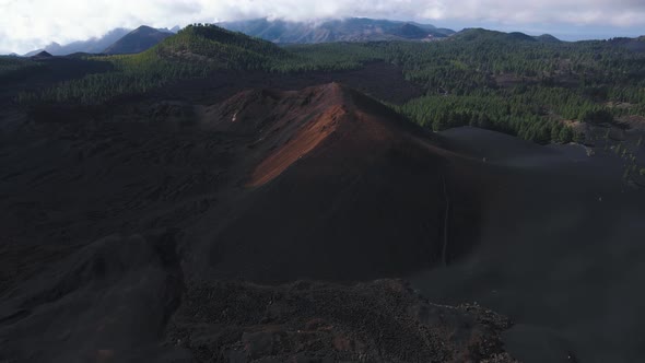 Incredible Aerial Views of Volcan Chinyero and Lava Fields in Teide Volcano National Park