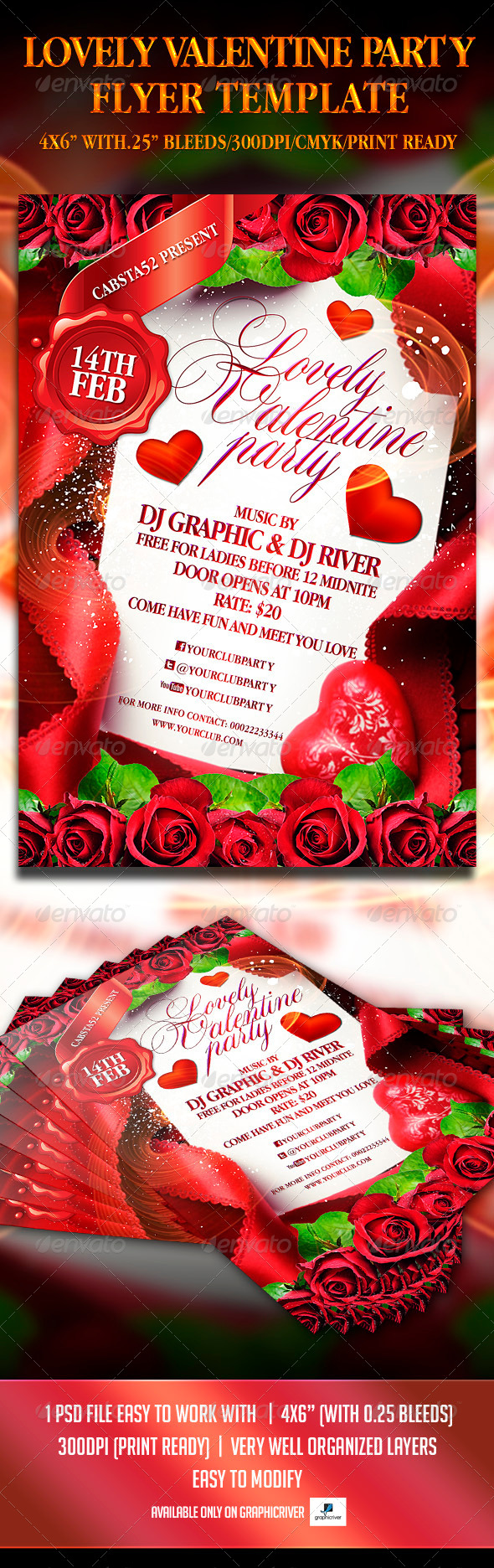 Lovely Valentine Party Flyer Template