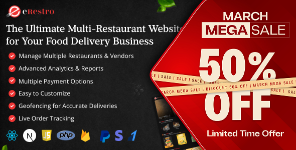 eRestro Multi Restaurant Web - Online Multi-Vendor & Restaurant Food Ordering Web App