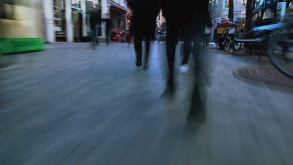 Busy Time on Pedestrian Street of Copenhagen, People Rushing in City, Time Lapse