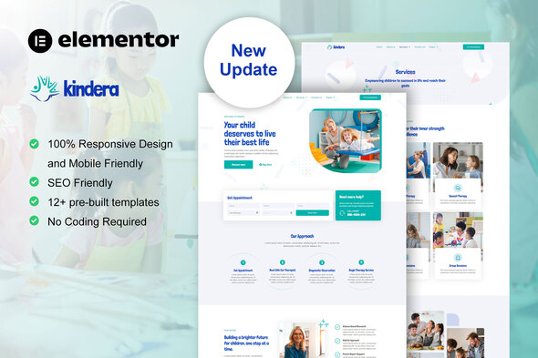 Kindera - Child Therapist & Psychologist Service Elementor Template Kit