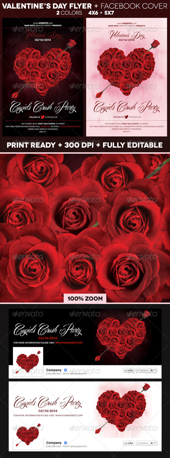 Rose Heart Valentines Day Flyer