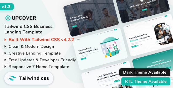 Upcover - Tailwind CSS Business & Corporate Landing Template (Tailwind CSS v4)