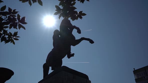 Silhouette Of Atatürk and Horse Statue 4K