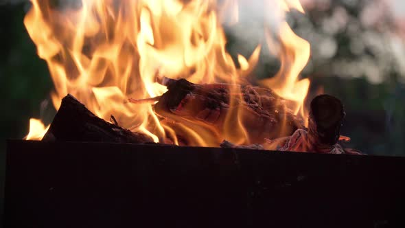 Brazier with Fire and Coals for Cooking on the Fire