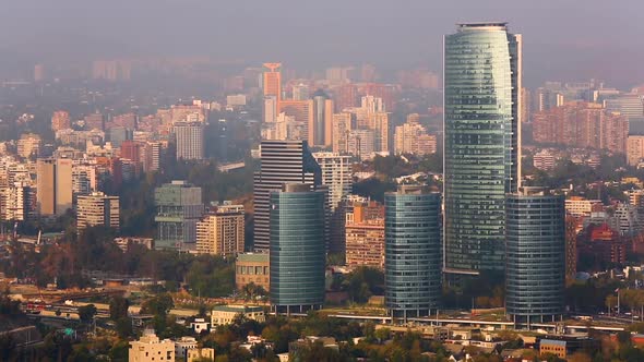 Aerial view over Santiago