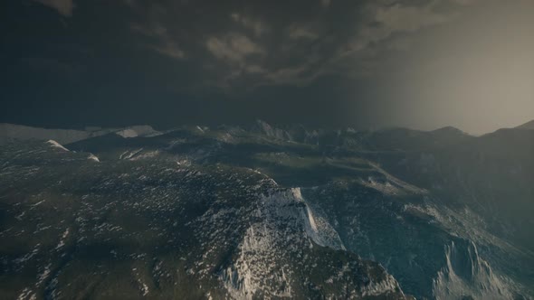 Dramatic Sky Over Steps in a Mountain