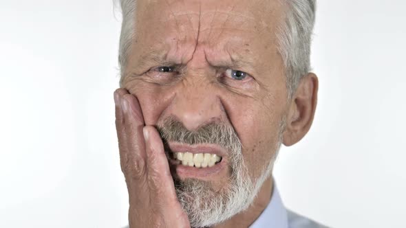 Close Up of Old Man with Toothache