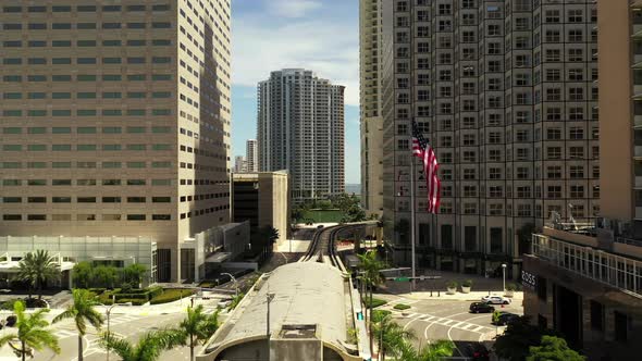 Aerial Video Miami Metrorail Downtown In Motion