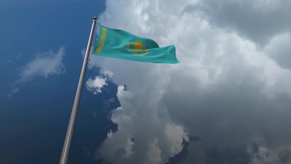 Kazakhstan Flag Waving 4K