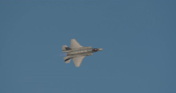 Israeli air force F-35 stealth fighter flying at high speed during an airshow