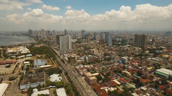 City Landscape with Skyscrapers Manila City Philippines