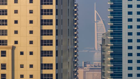 Amazing Colorful Dubai Marina Skyline During Sunset Timelapse