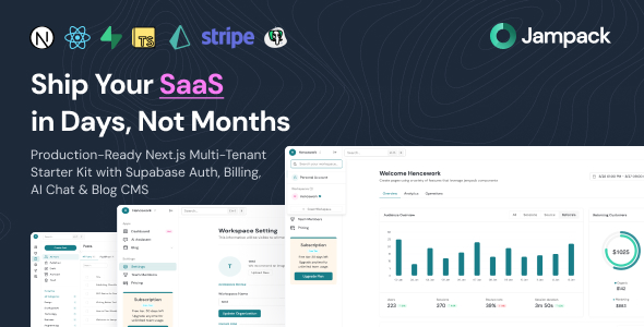 Jampack – Next.js SaaS Starter Kit | Multi-Tenancy with Supabase Auth, Billing, AI Chat & Blog CMS