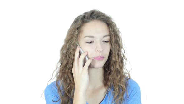 Talking On Phone, White Background