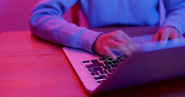 Woman Type on Laptop Computer