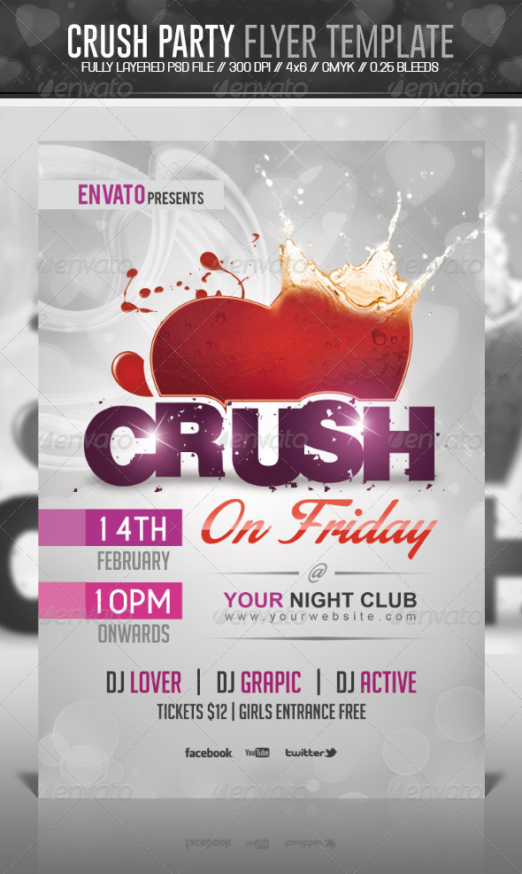 Crush Valentine Party Flyer Template