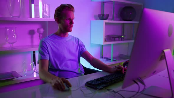 Freelancer Working Neon Lights Room